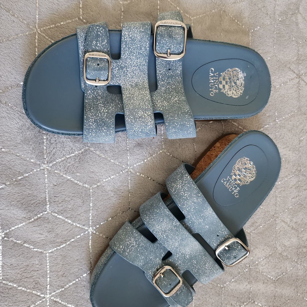 VINCE CAMUTO | Blue Slide Sandals - Picture 6 of 13